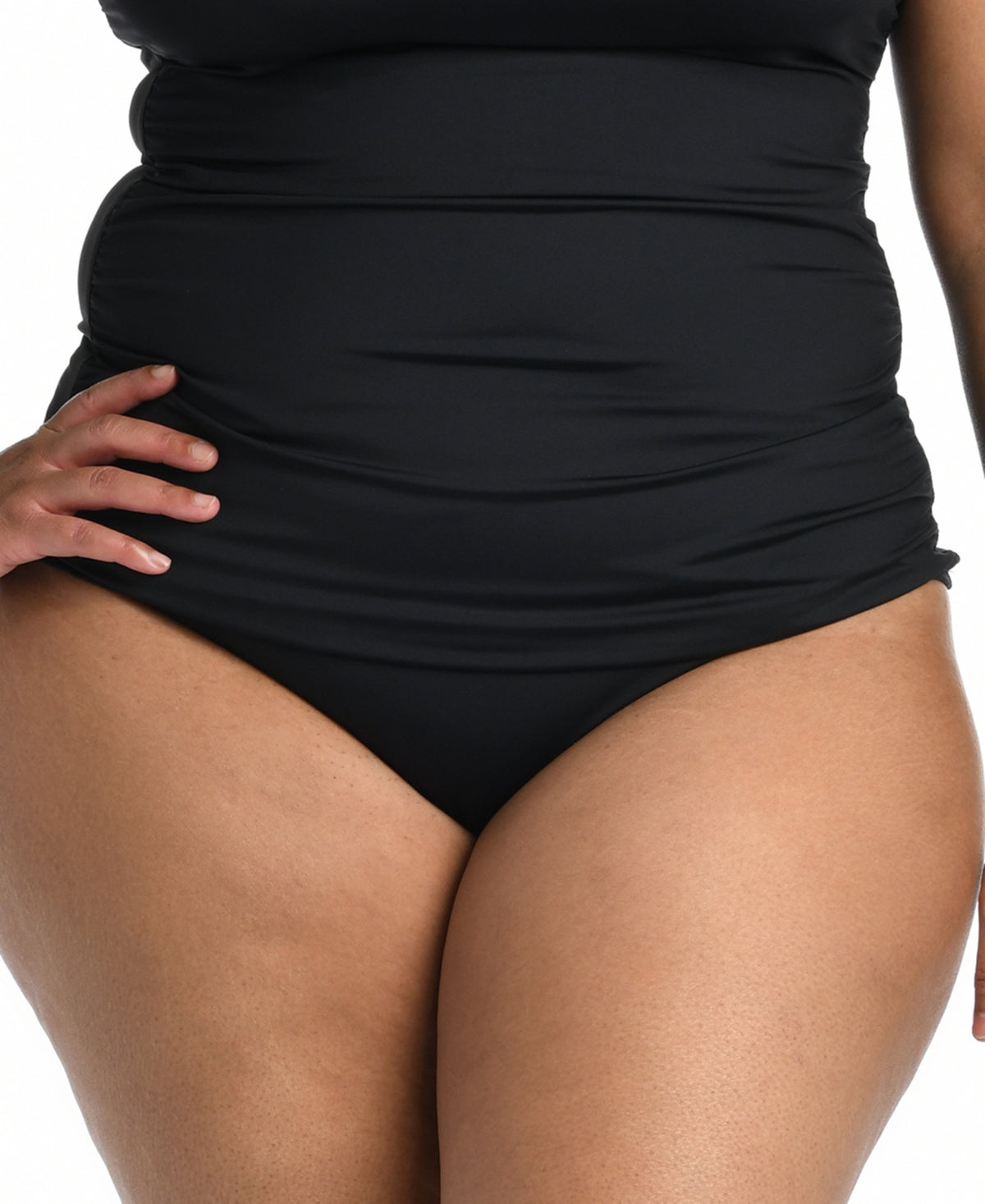 Women's La Blanca Shirred Band Hipster Swim Bottoms 16W Black - Bellso